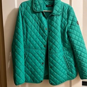 Lauren quilted green coat button down